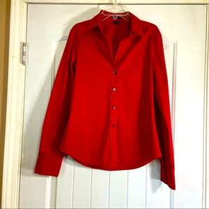 Theory Red Long-Sleeve Blouse Sz small